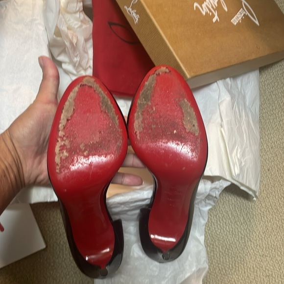 Christian Louboutin black patent leather Helmour Asymmetric D’orsay heels - Picture 12 of 13